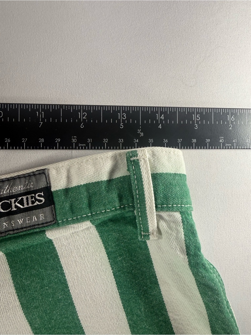 Vintage Rockies High Rise Green & White Striped Shorts | Western Cotton | USA - Picture 9 of 13